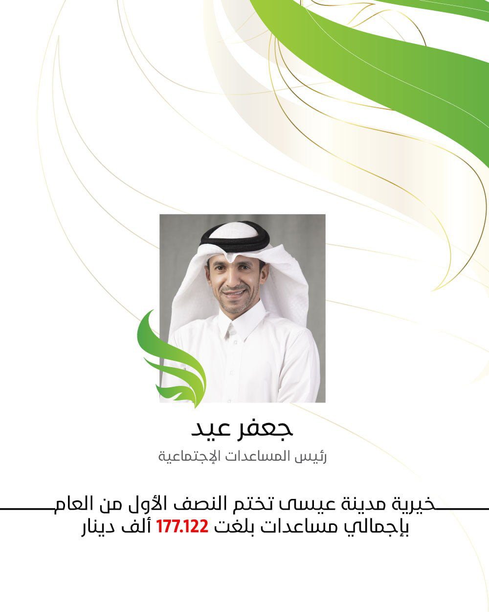 خيرية مدينة عيسى تختم النصف الاول من العام بإجمالي مساعدات وقدرها 177 الف دينار